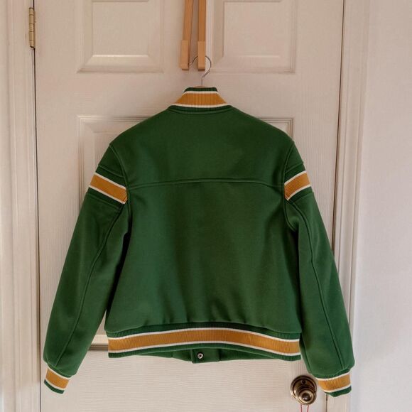 Bdg Women's Green Varsity Vintage-Inspired Green Varsity Bomber Jacket - Picture 7 of 8